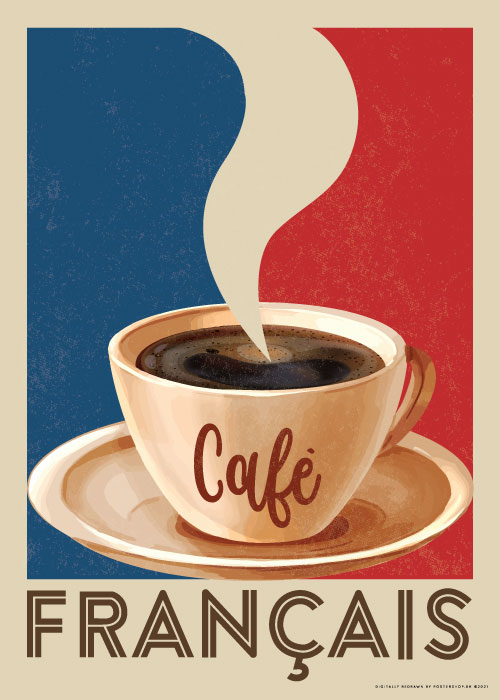Vintage fransk kaffe plakat l l Postershop.dk